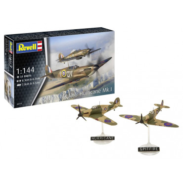 KIT PARA MONTAR REVELL 2 AVIÕES SPITFIRE MK.IA & HURRICANE MK.I 1/144 31 PEÇAS REV 03771